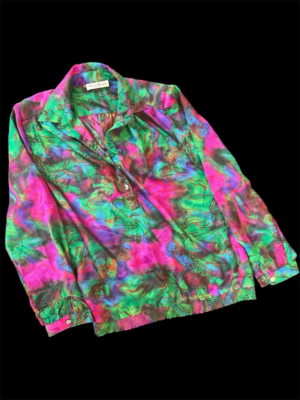 Abstract Vintage 80s Pull Over Long Sleeve Top